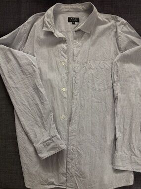 A.P.C. Blue and White Thin-Stripe Cotton Shirt